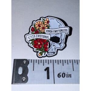Kinda Emotional Kinda Emotionaless Skull with Flowers Pin Brooch